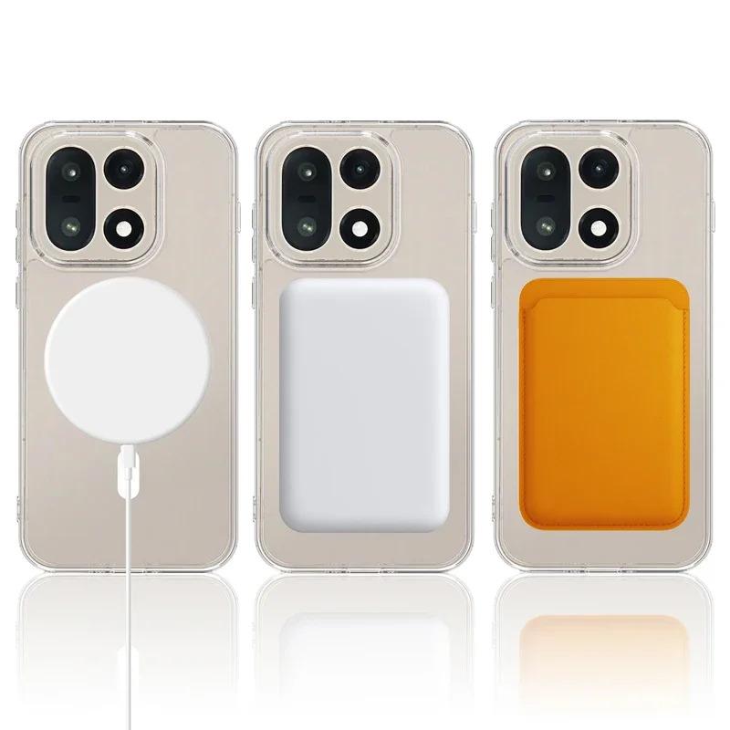 For OnePlus 15 Case ELVEV Magnetic Anti-fingerprint Hard PC TPU Transparent Phone Cover