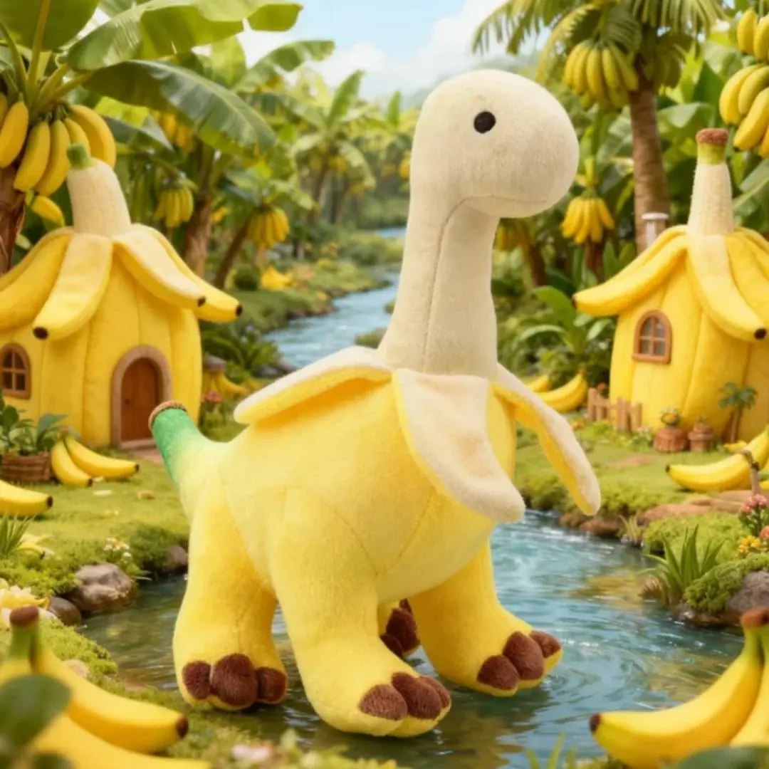 Kawaii Peeled Banana Brontosaurus Plush Toys Soft Stuffed Animal Dinosaur Plushie for Kids Christmas Birthday Gifts Rome Decor
