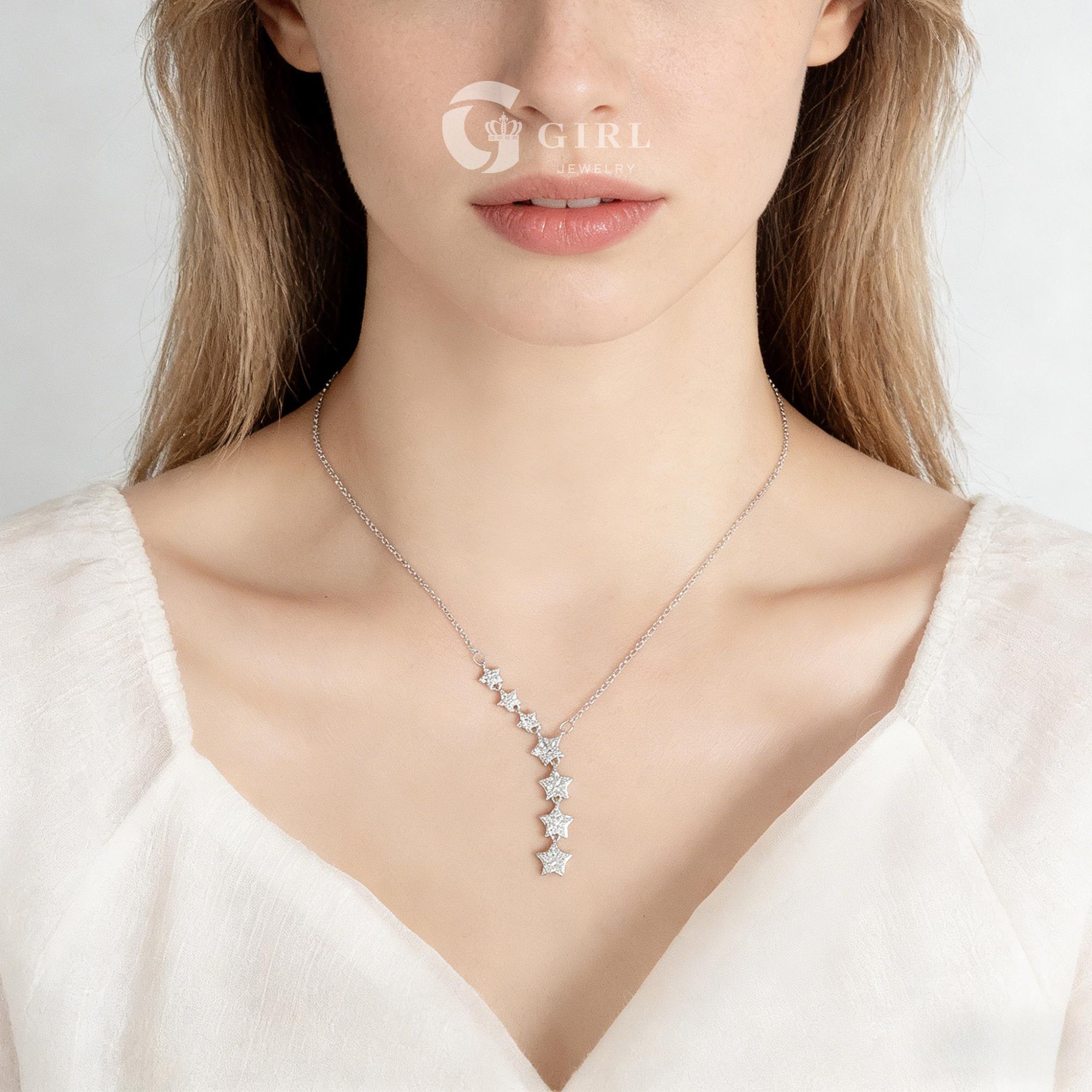 GGIRL Women's 18K Gold-Plated Y-Shaped Choker Necklace, 7-Star Artificial Zircon, Hypoallergenic Shining Exquisite Costume Jewelry