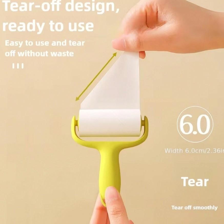 2-Set Convenient Mini Dust Removal Roller Set - 1 Handle + 3 Refill Rollers, Strong Adhesive for Pet Hair Removal, Easy to Use, Reusable Handle, No Electricity Required, Suitable for Pets, Clothes, Carpets, and Car Seats, An Essential for Pet Owners