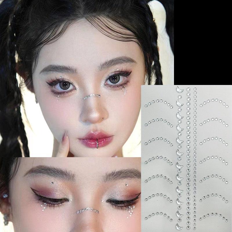 New 3D Butterfly Rhinestone Stickers, Star Moon Round Diamond Pentagram Pearl Face Decorations, Christmas Face Tattoos