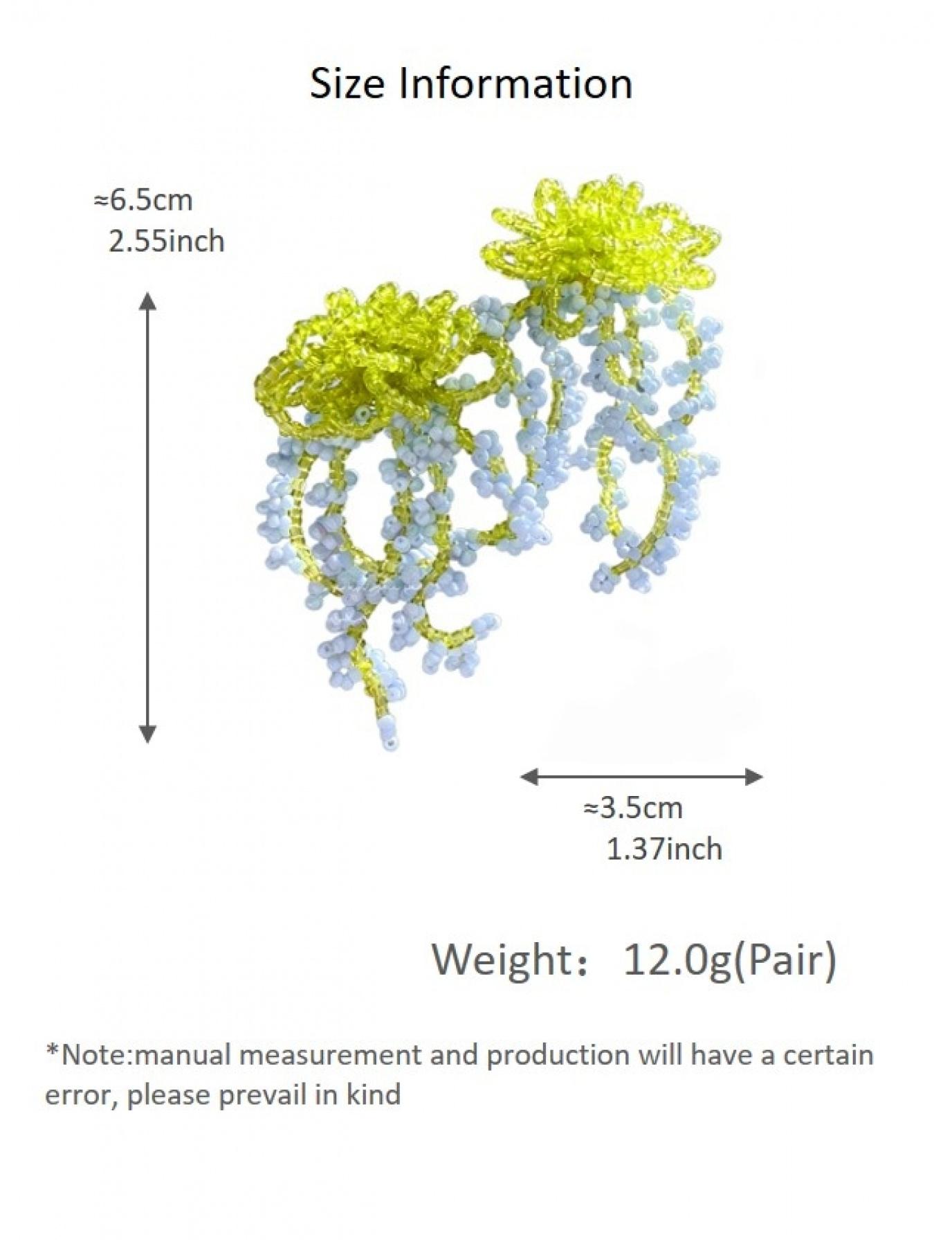 A pair of glass bead fringe earrings featuring a floral waterfall design, handcrafted earrings with a fresh, sweet style, perfect for a laid-back summer beach vacation look