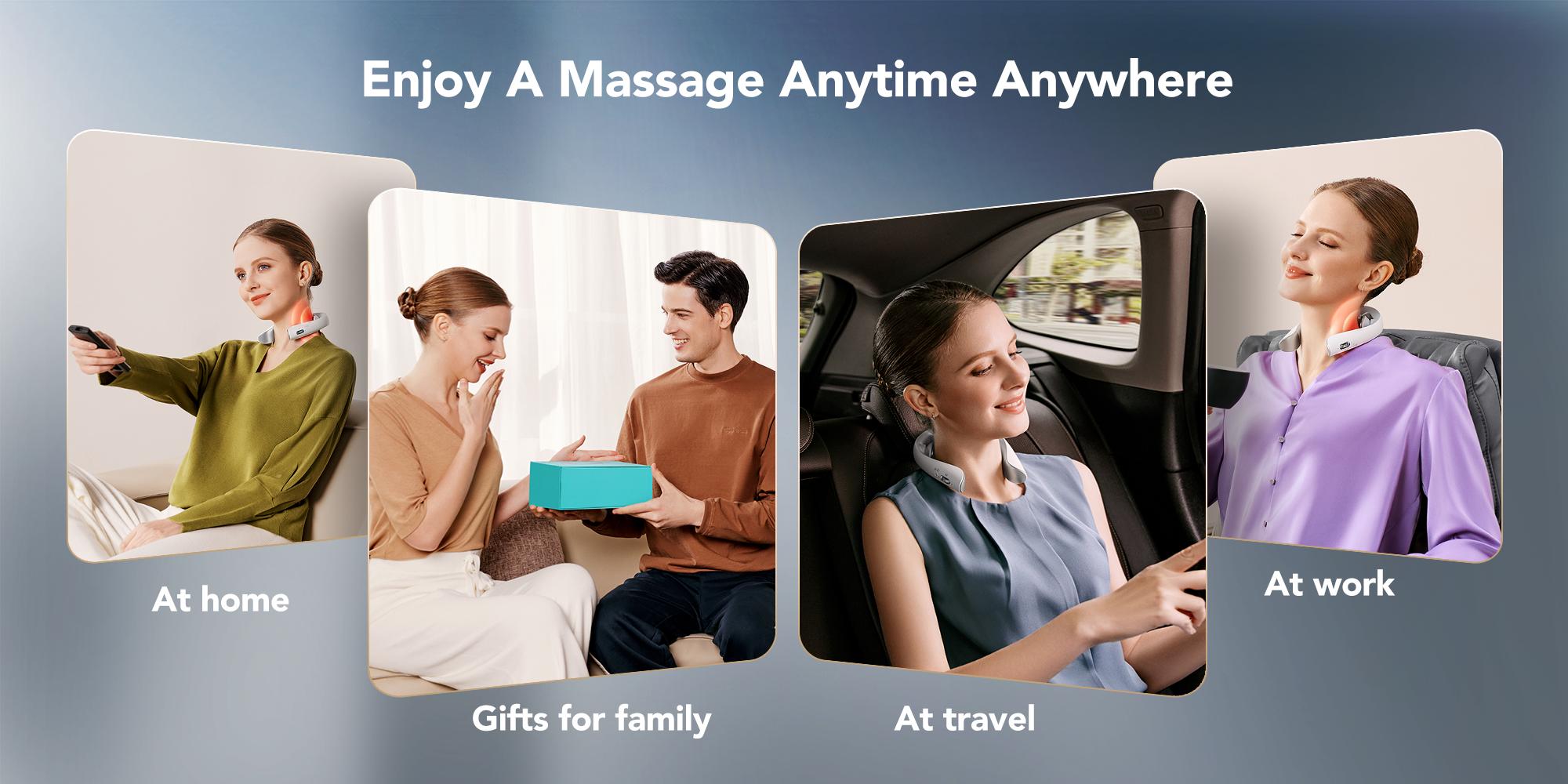 SKG K5-3 PRO Heated Neck Massager - Pulse EMS + Red Light + Vibration Traction, Portable 4D Design Neck Relaxer for Muscle Relaxation