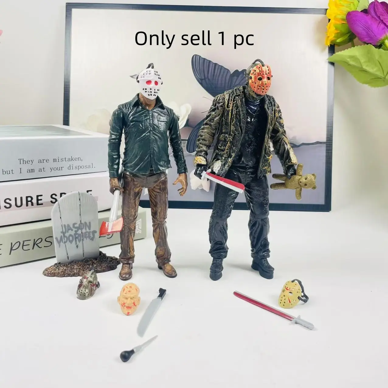 Jason Voorhees Figure Set, Friday the 13th Horror Movie Collectible Model, Figurines for Collectors, Multiple Head Sculpts, Weapon Accessories, Halloween Desk Decor Gift