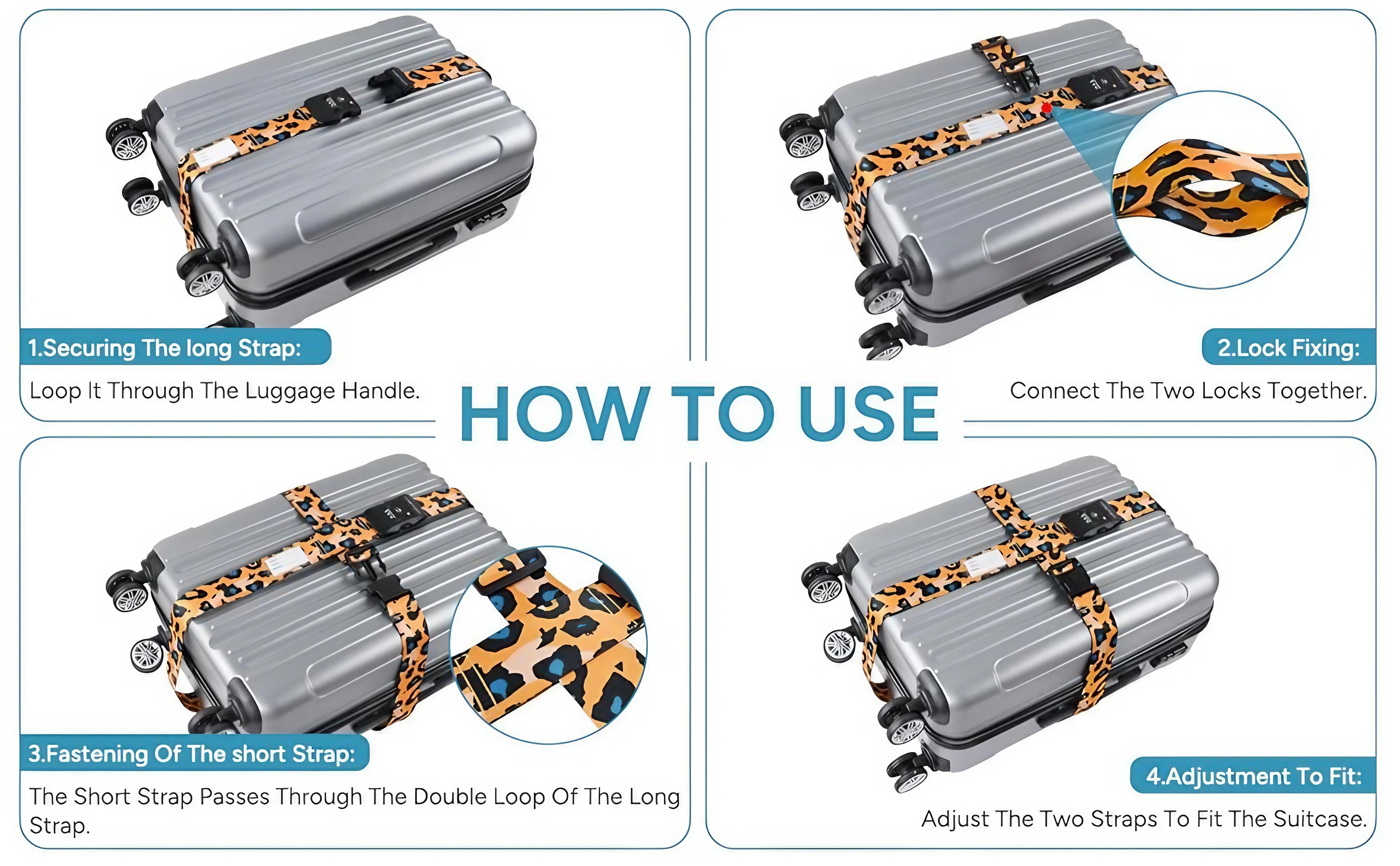 Travel Inspira Luggage Straps, Travel Belt for Luggage, TSA Approved Luggage Straps, 3-Dial Combination Locks Adjustable Suitcase Belt, Quick-Release Buckle