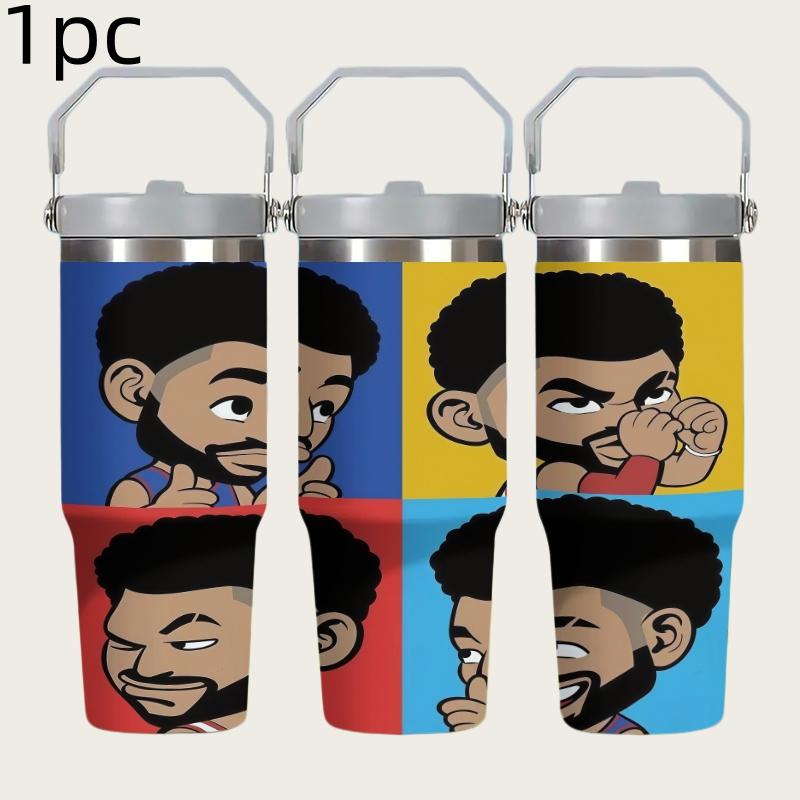 1pc Cute Cartoon Insulated Cup, Vacuum Dual-Layer Stainless Steel, Long-Lasting Heat and Cold, Portable Coffee Cup for Office and Travel