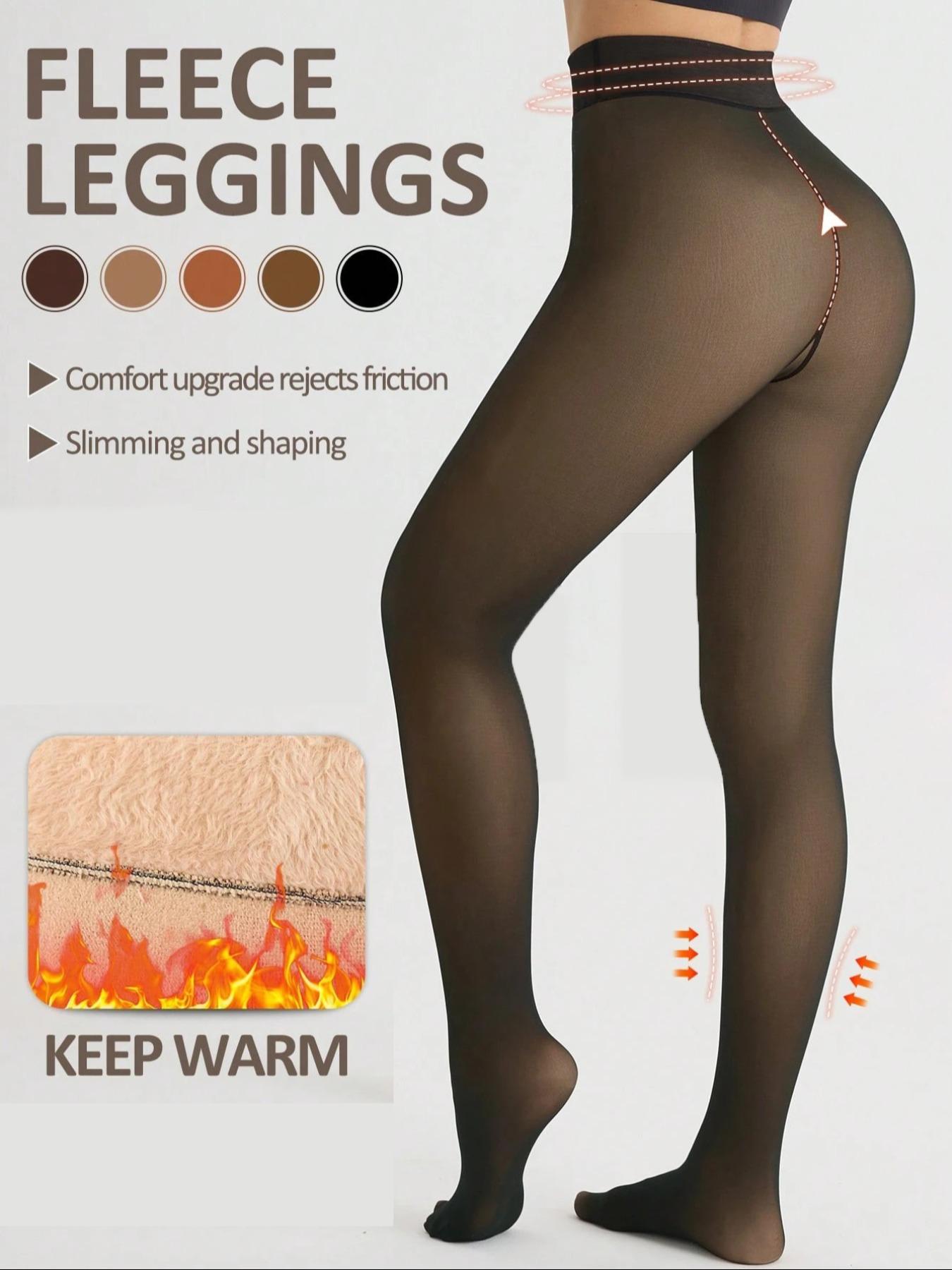 Fleece-Lined High-Waist Tights, 200g Thick Warm Leggings, Multiple Colors, All-Season Wear, Perfect for Cold Weather & Daily Use