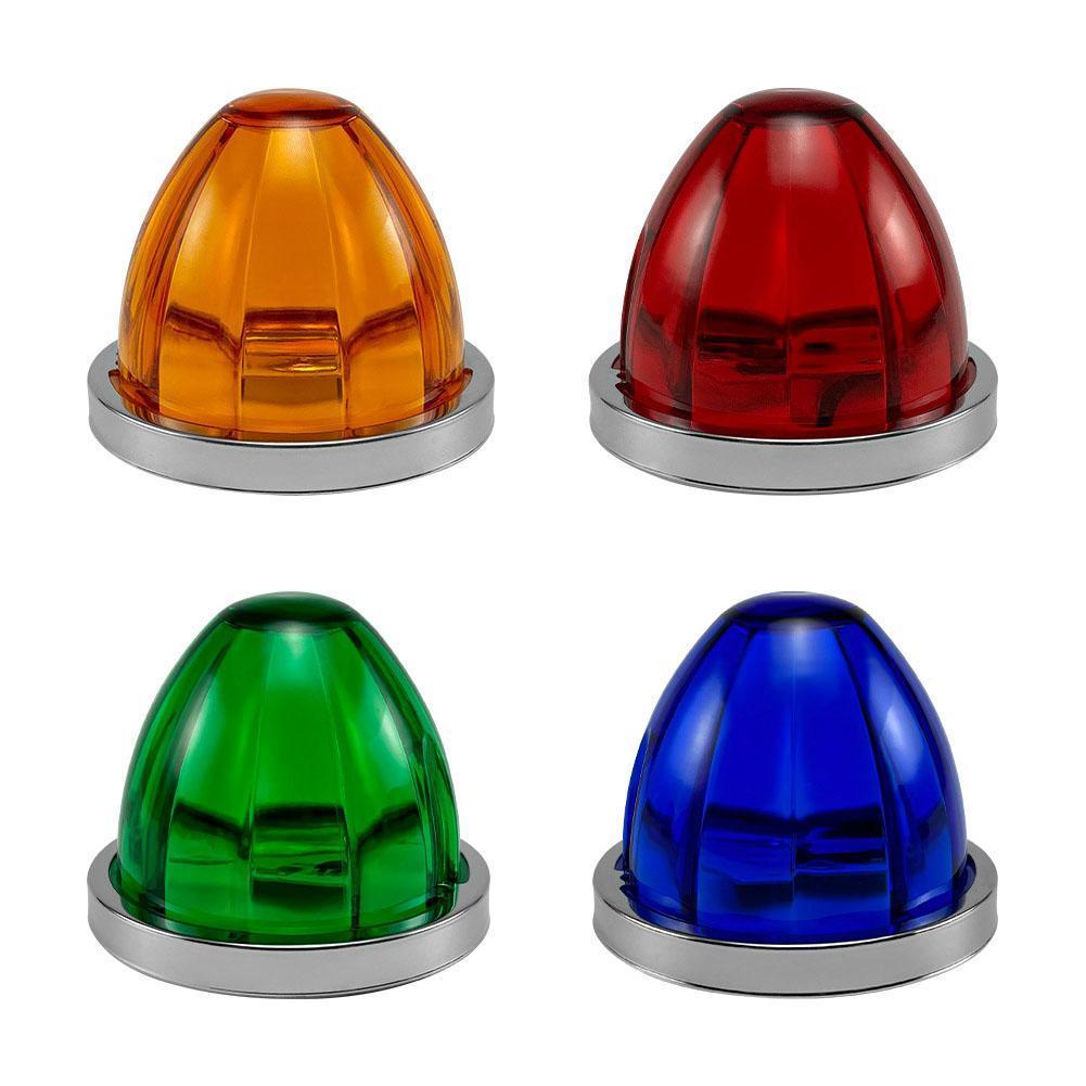 5Pcs Amber Watermelon LED Strobe+Constant Marker Lights Dual Function Watermelon-Shaped Side Marker Clearance Tail Top Cap Roof