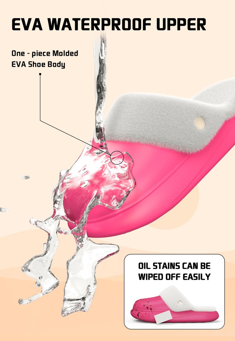 YASSIA Cozy Removable Fleece-Lined Winter Slides | Warm, Non-Slip & Water-Resistant Slippers Girl Women