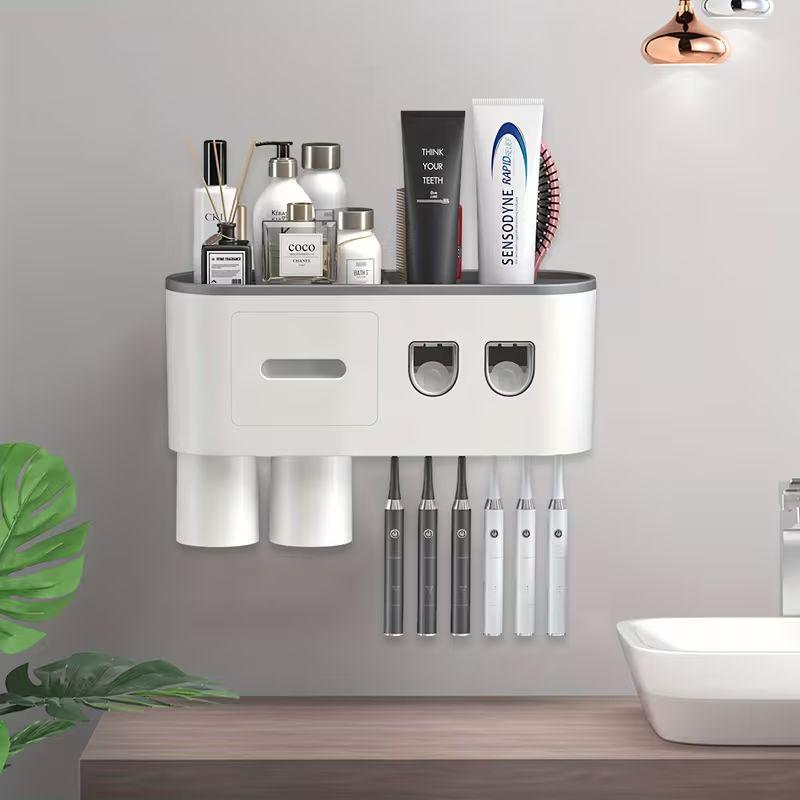 Automatic Toothpaste Dispenser, Toothbrush Holder, Bathroom Essentials, Convenient Morning Routine Tool, Space-Saving Design