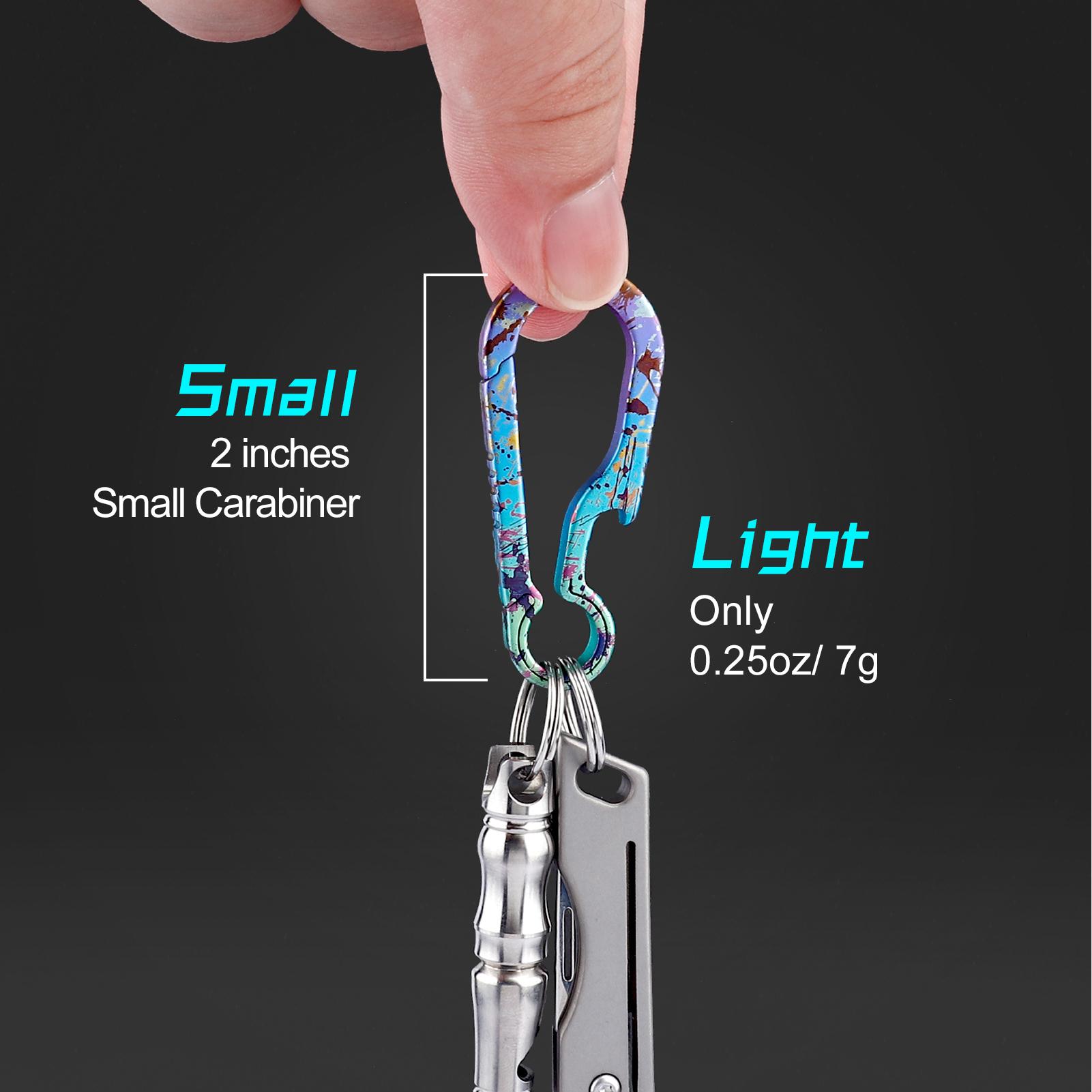PJYTAC Titanium Keychain Carabiner for Keys Titanium Key Clip Key Rings Heavy Duty Split Keyrings Titanium