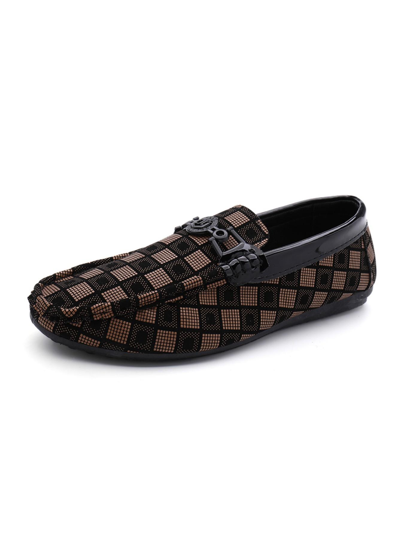 Men's Plaid Loafers New Korean Trend British Style Slip-On Flat Soft Sole Comfortable Lightweight Business Casual Footwear Shoes for Daily Wear