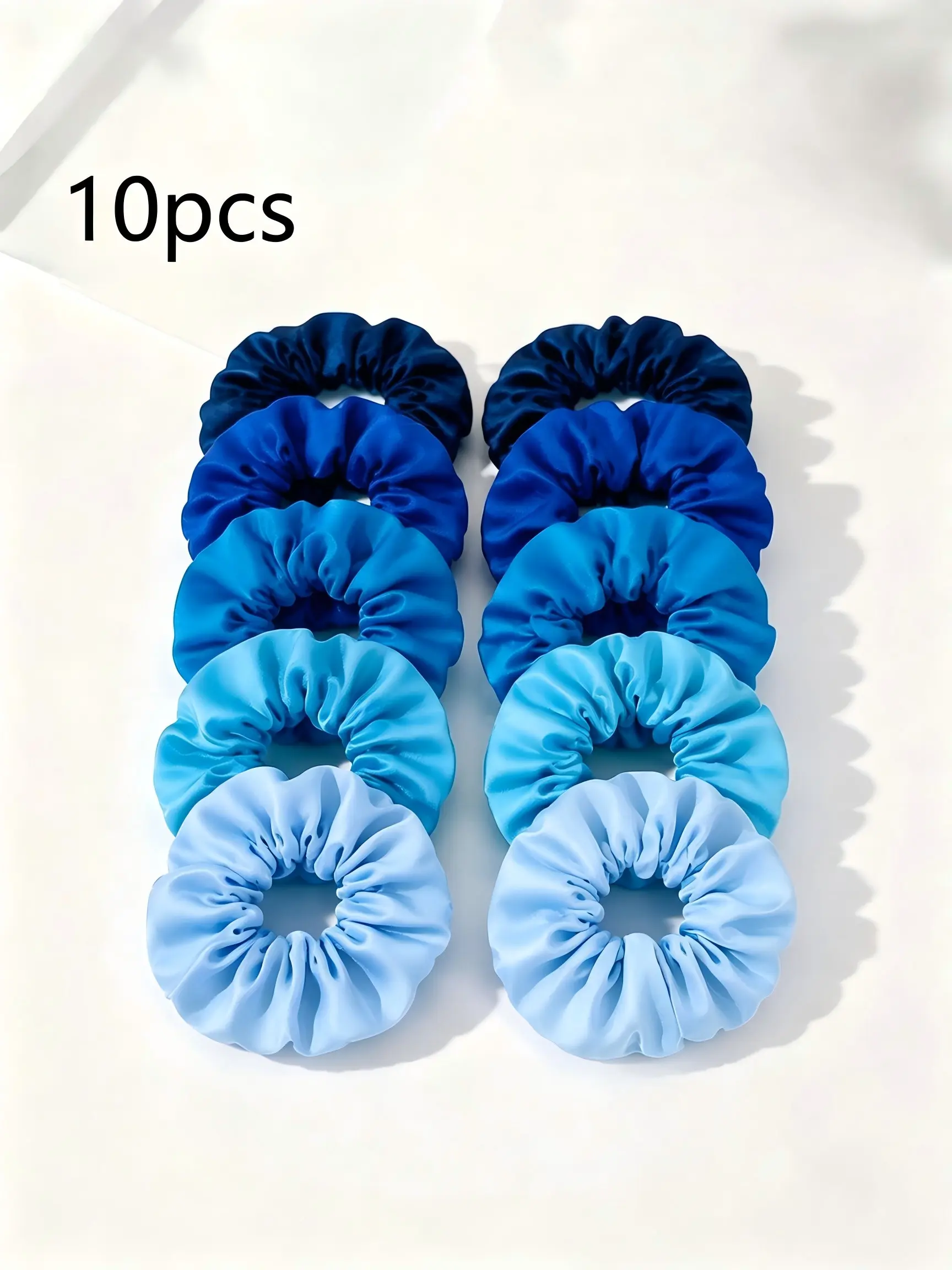 10pcs Satin Hair Ties, Elastic Band Scrunchies, Deep Sea Blue Glossy Elastic Bands, Secure and Non-Slip, Trendy Women's Hairstyles for All Seasons