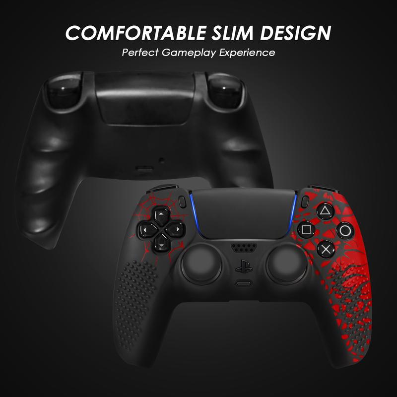 VIDPPLUING Anti-Slip PS5 Controller Skin, Non-Slip Silicone Cover Case with Thumb Grip Gaps, Touch Pad Sticker & Cover Wrap Stickers, Protection ps5 accessories gaming stick 40000 games Protector Wireless Smartphone coolingstation Console Joystick