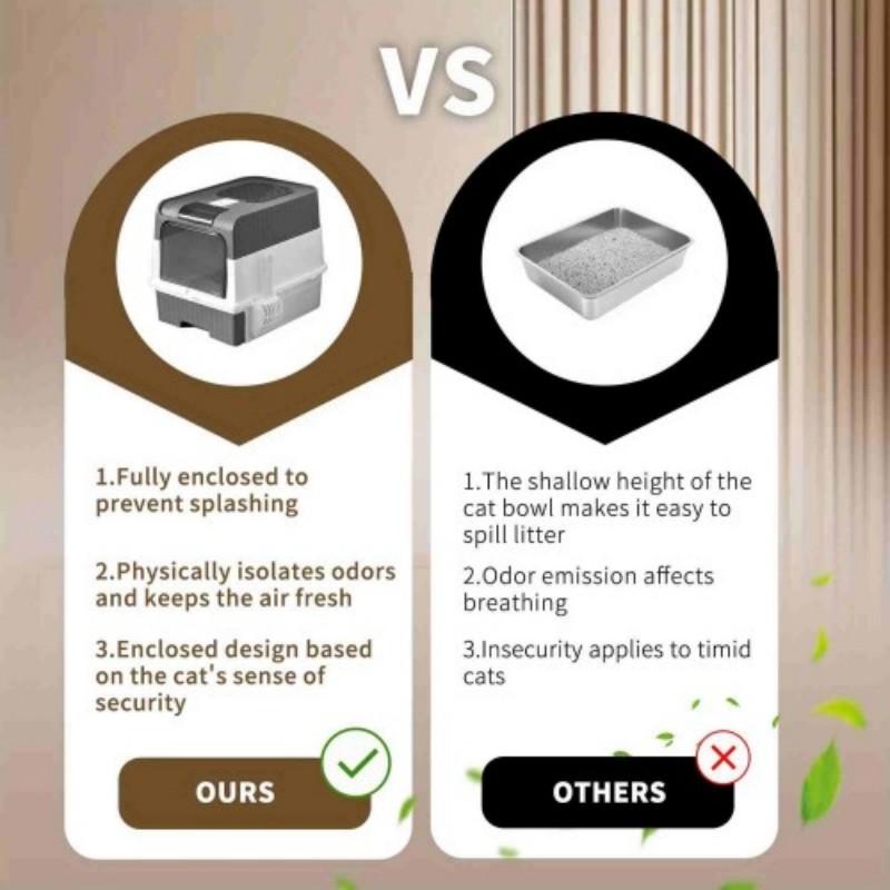 Oversized Cat Litter Box with Enclosure, Anti-Odor & Easy Clean Kitty Potty, Spacious Pet Litter Tray for All Breeds