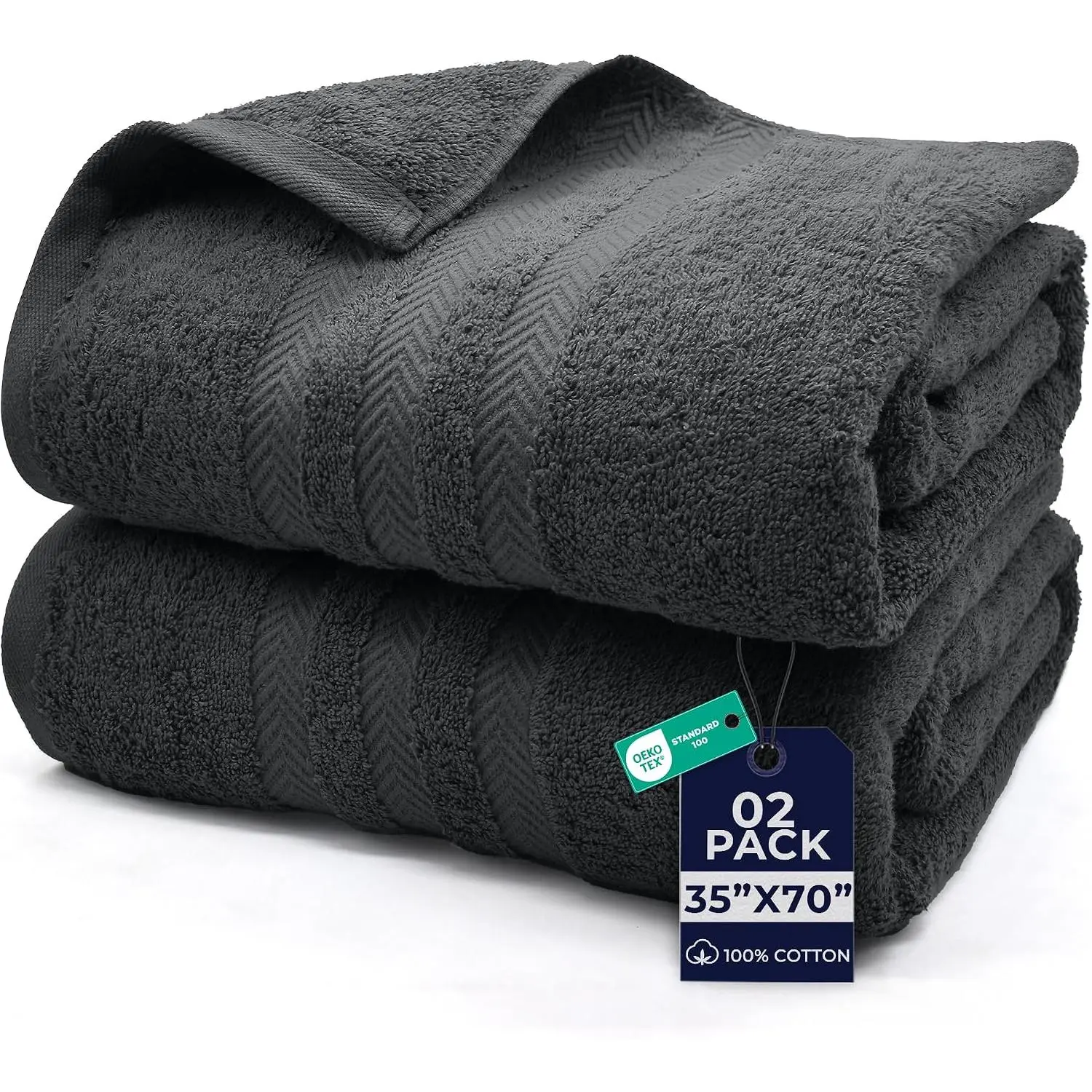 2 Pack Bath Sheets Large 35x70, Large Bath Towels for Adults, XL Oversized Set, 600 100% Ring Spun, Soft Quick Dry, Grey