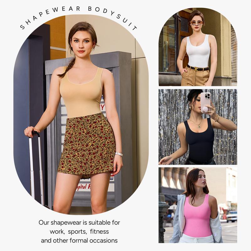 Nebility Women's Bodysuit Minimalist Seamless Shapewear, Basic Comfortable Womenswear for Daily Wear