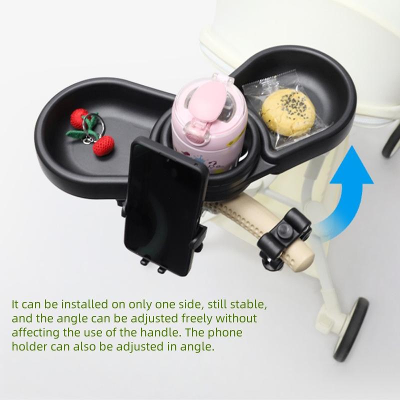 Universal Stroller Snack Tray with Phone Holder & Cup Holder, Adjustable Baby Stroller Accessory Tray, 2-in-1 Stroller Organizer for Snacks, Drinks & Phone, Fits 99% Strollers