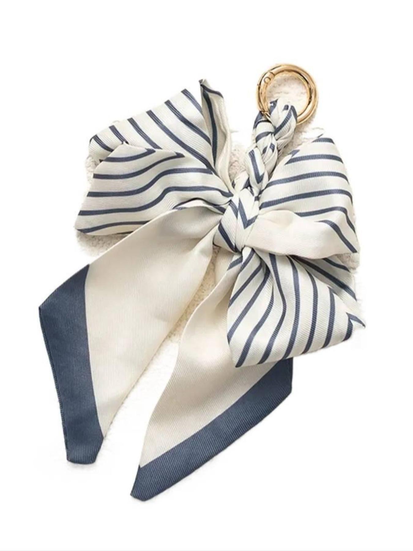 Elegant Bow Bag Charm-Floral Scarf Keychain wit..