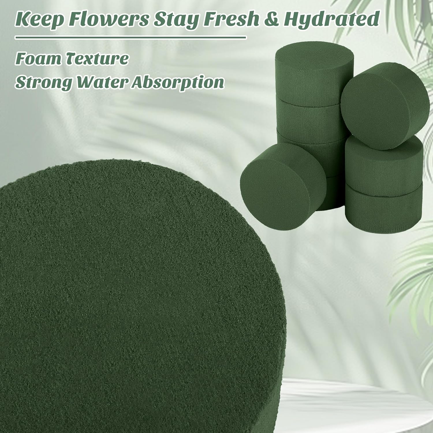 9 Packs Round Floral  Blocks Green Wet Dry Flower  Bricks 3.15 Inch DIY Flower Arrangement Supplies Kit Florist Block for Aisle  Wedding Party Decorations
