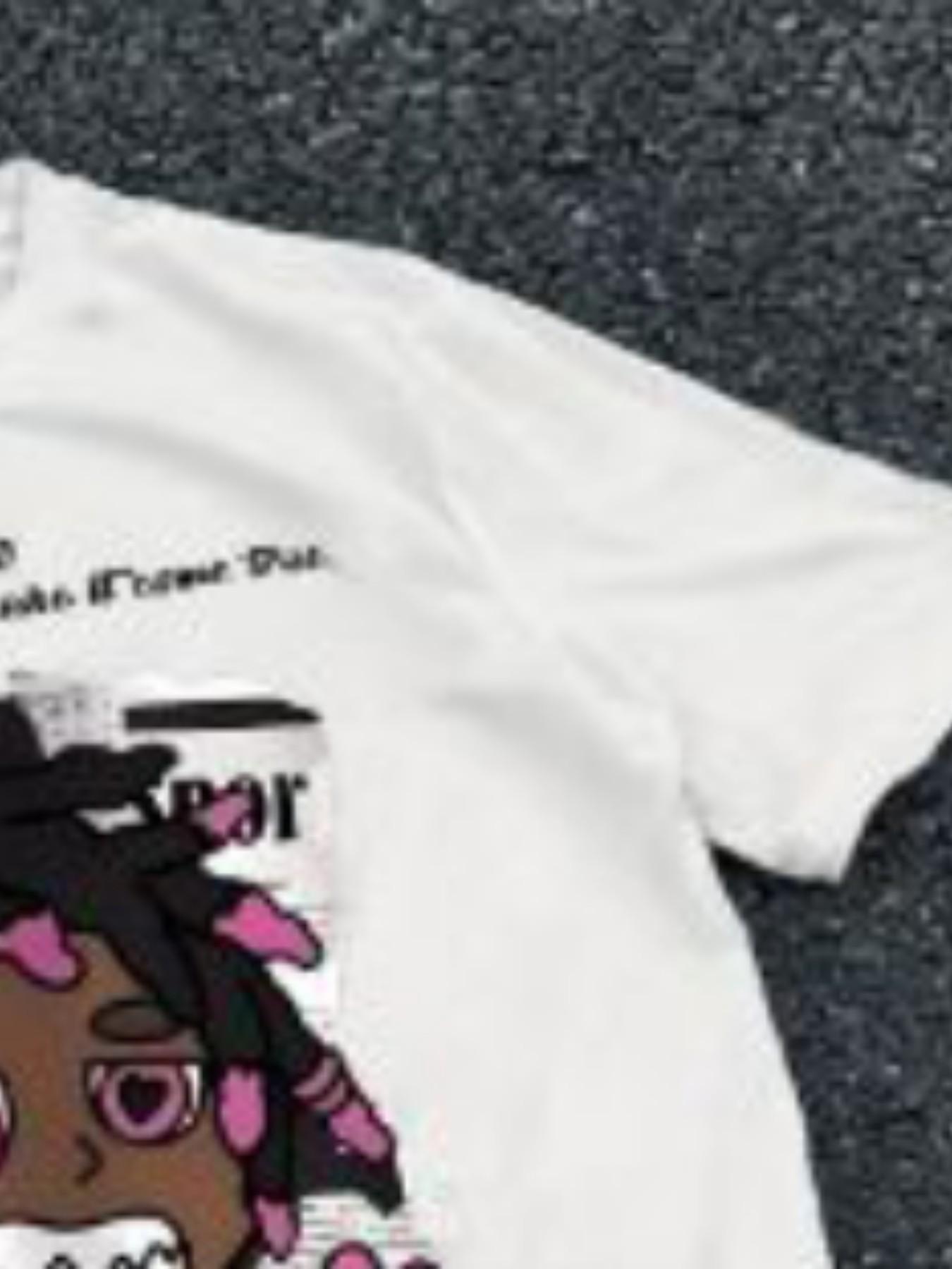 Summer Breathable Two-Piece Set, Cartoon Pattern Round Neck T-Shirt and Drawstring Shorts, Ideal for Outdoor Activities and Backpack Travel