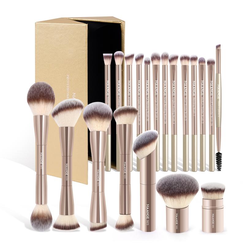 MAANGE Multi-Use Makeup Brush Set, 7-Count Ergonomic Cosmetic Brushes for Blush, Contour, Highlighter and Concealer, Makeup Blending Brushes and Professional Facial Detailing Tools for Women and Girls