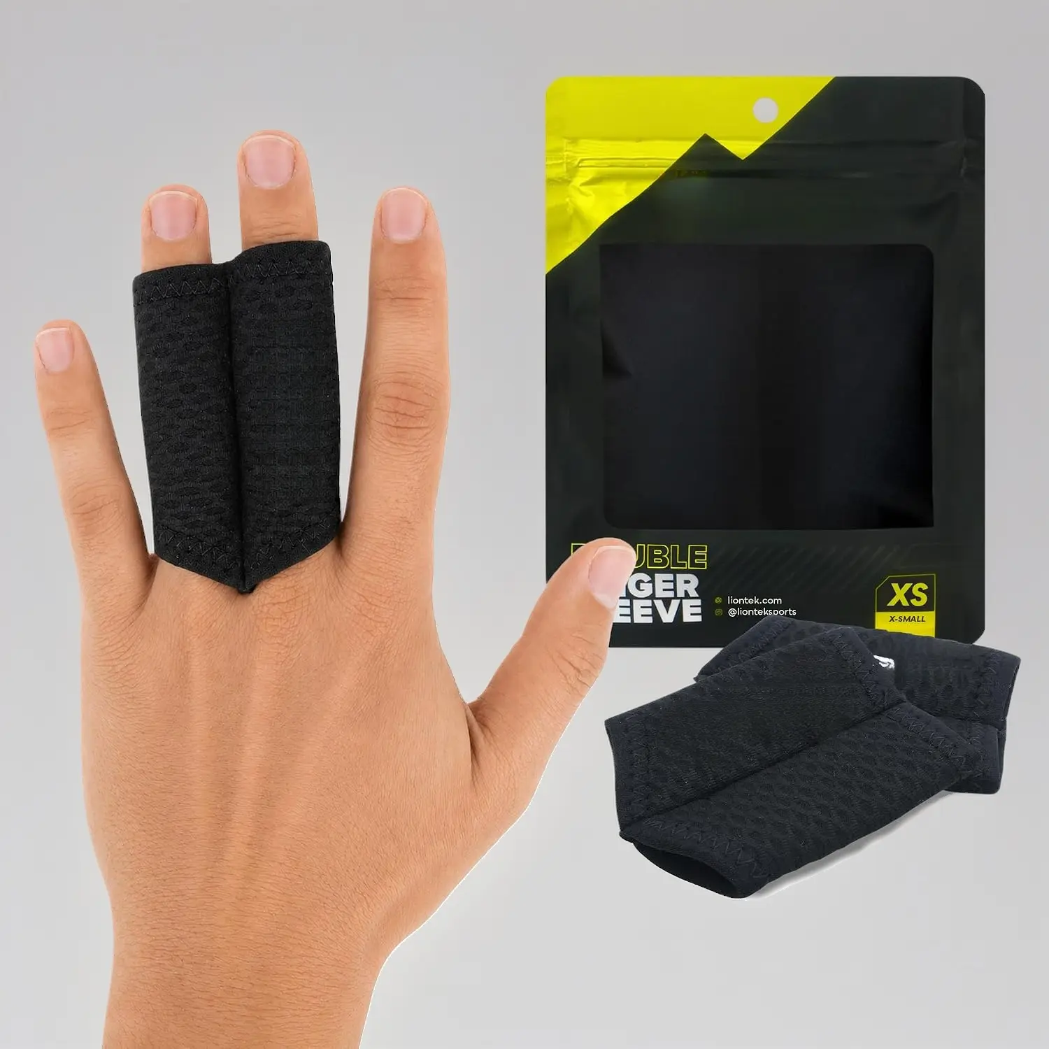 Pair of Double Flow V3 Finger Sleeves, Joint Compression Support for Sports Activities, X-Small
