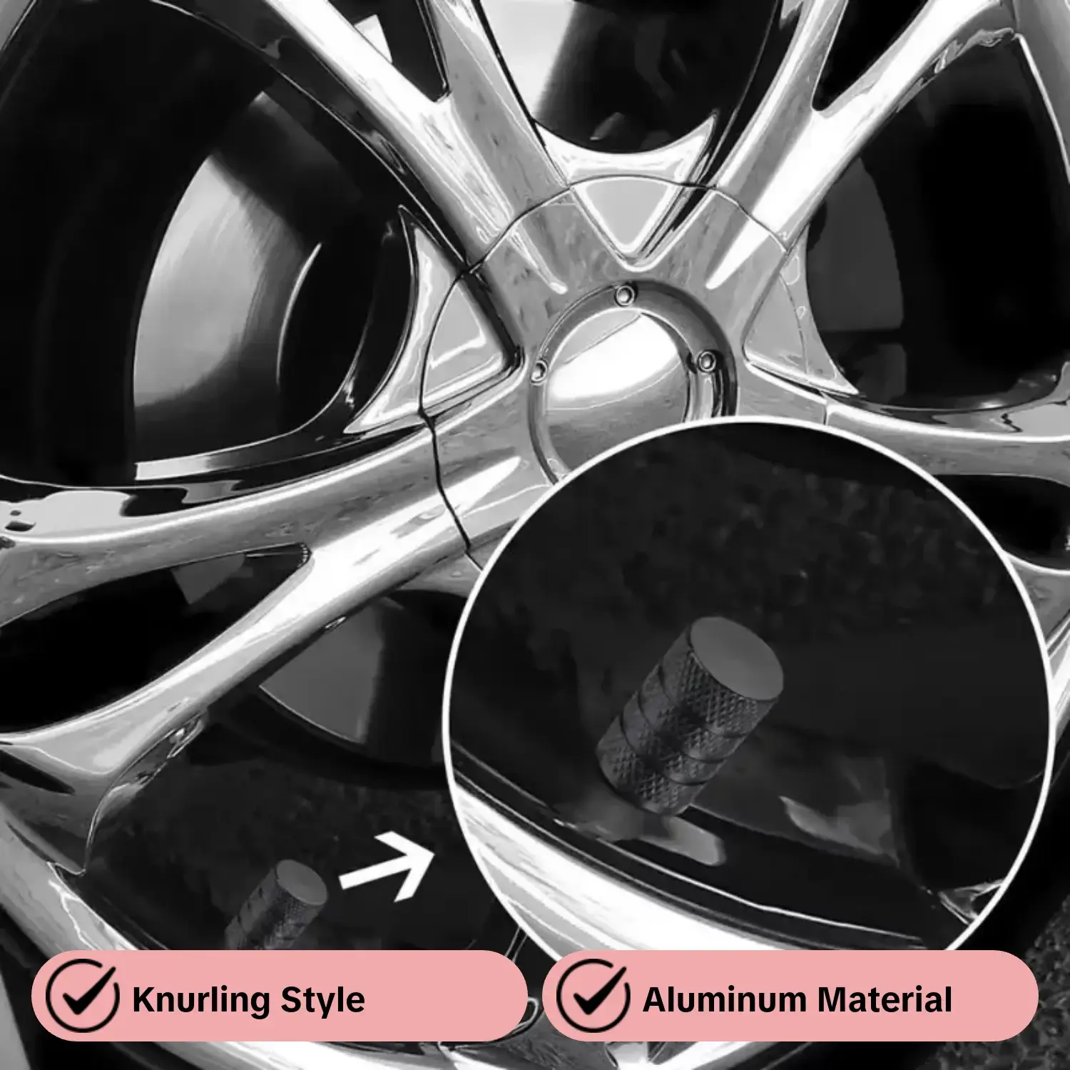 4counts Car Tire Valve Stems Cap Knurling Style Tire Valve Cap Aluminum Tire Wheel Stem Air Valve Cap car Universal accessories Tyre Caps