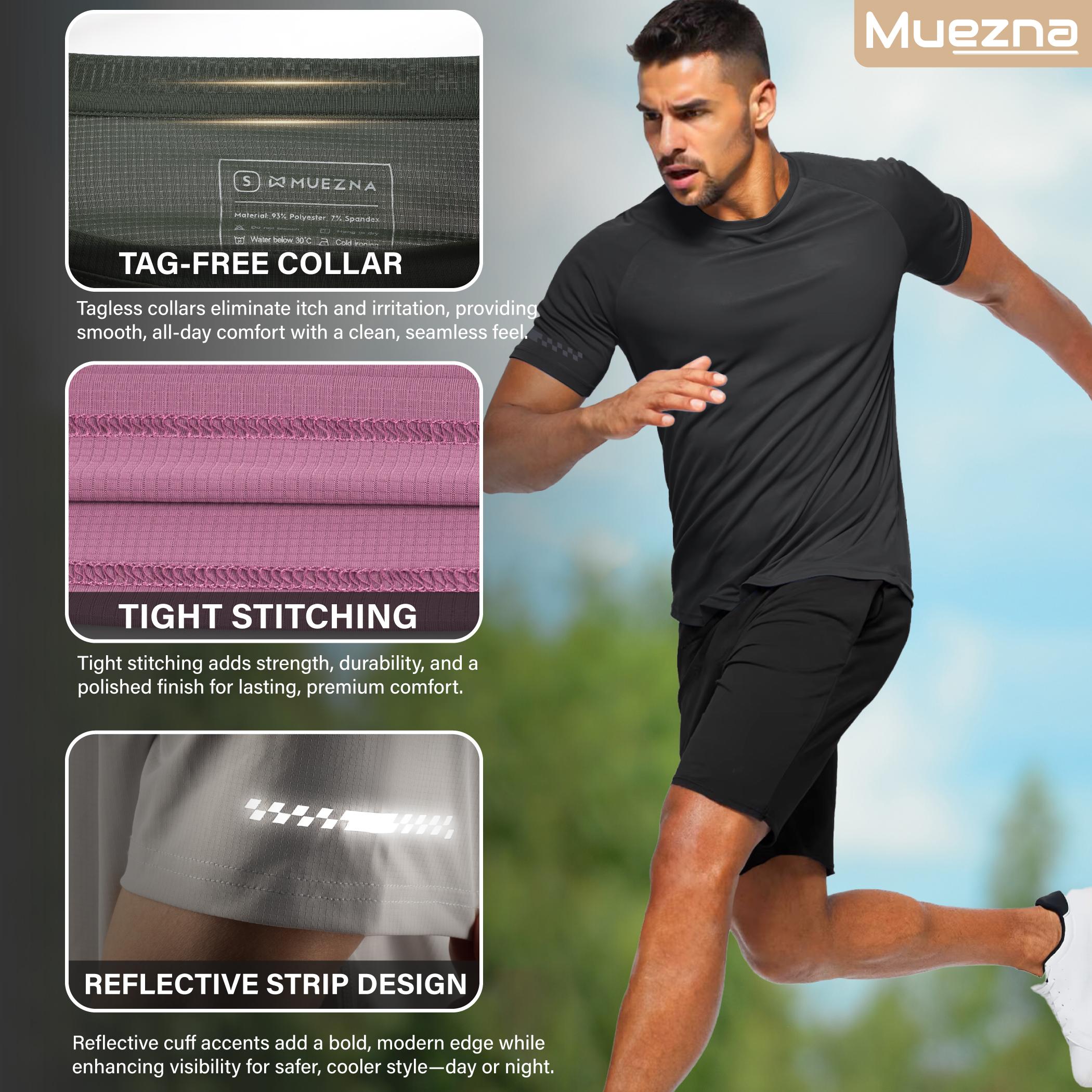 Men's Active Quick Dry Camo Crew Neck T Shirts | Athletic Running Gym Workout Short Sleeve Tee Tops Bulk - Pack of 5