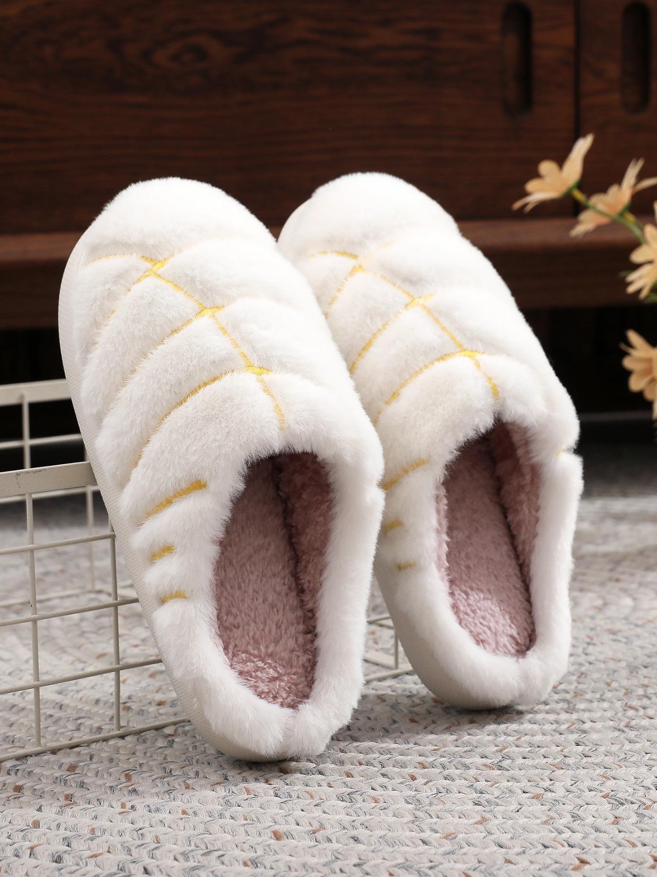 Soft Plush Slippers, Creative Cute Mexican Concha Bread Embroidered Shoes, Unisex Indoor Outdoor Warm Non-Slip Boots, Best Christmas Gift