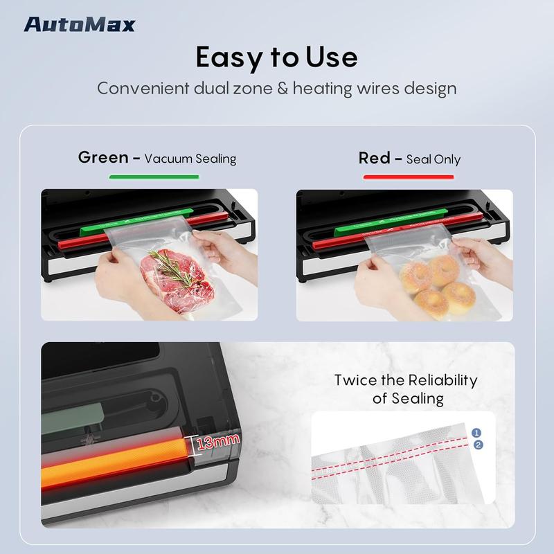 FRESKO AutoMax V4 Mason Jar Vacuum Sealer Machine, Automatic Food Sealer with Double Heat Seal, Includes Bags & Accessory Set