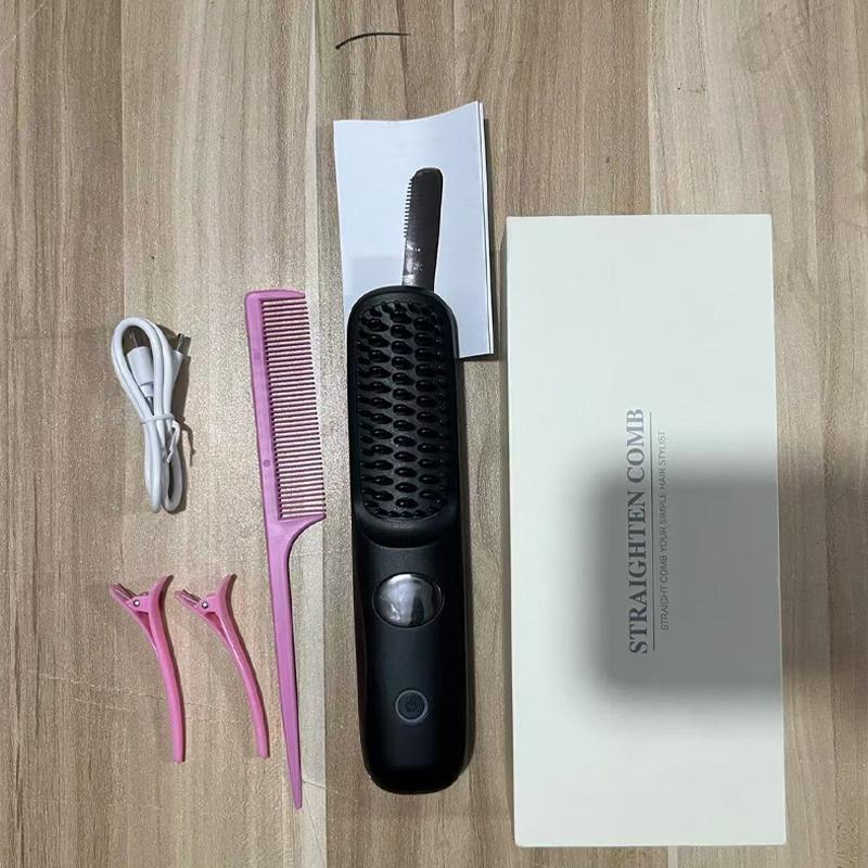 Cordless Hair Straightener Brush Set - 3 Temp Settings | 2000mAh*2  Batteries | Negative Ion Technology | USB Rechargeable | Fast & Auto Shut-Off | Travel-Friendly Gift