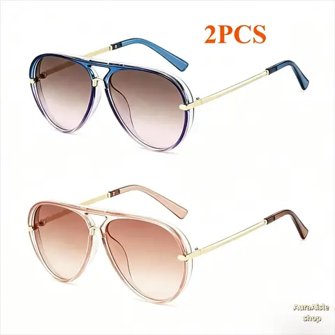 Unisex Vintage Aviator Sunglasses - Metal Frame, Slim Full Rim, Gradient Lenses, Lightweight Fashion Shades, Casual Outdoor Eyewear, Driving Accessory, All-Year-Round Streetwear Item, Casual Outdoor Sunglasses