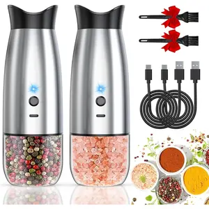Salt and Pepper Grinder Set, Rechargeable Automatic Pepper Mill Grinder with House Warming Gifts New Home, Adjustable Coarseness shakers, Operation for Kitchen Appliances