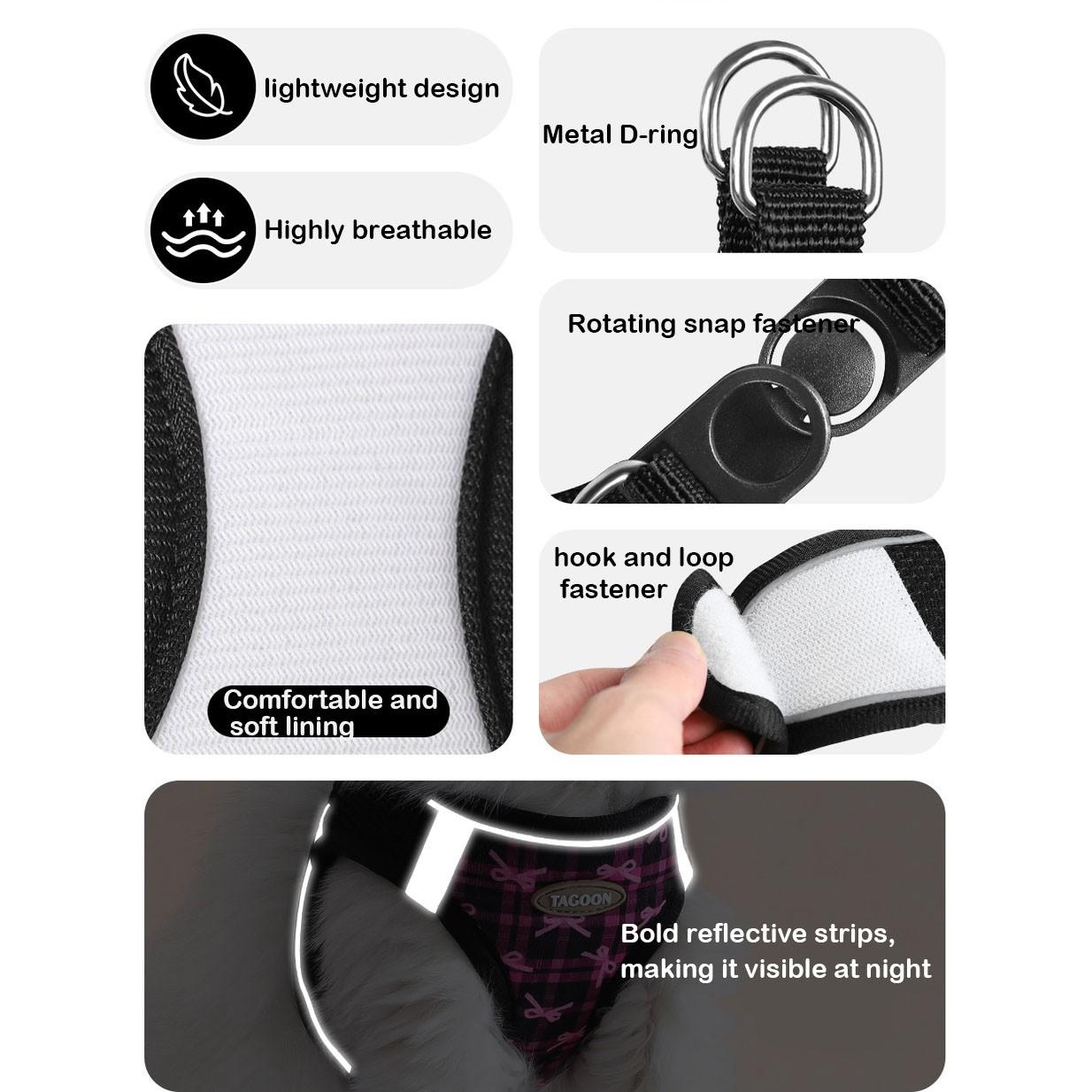 Automatic Retractable Dog Leash for Small Medium Dogs, Breathable Reflective Chest Harness, Adjustable Safety Harness, No Pull Harness, Anti-Pull Night Safety Walking Rope, Harness Leash Set