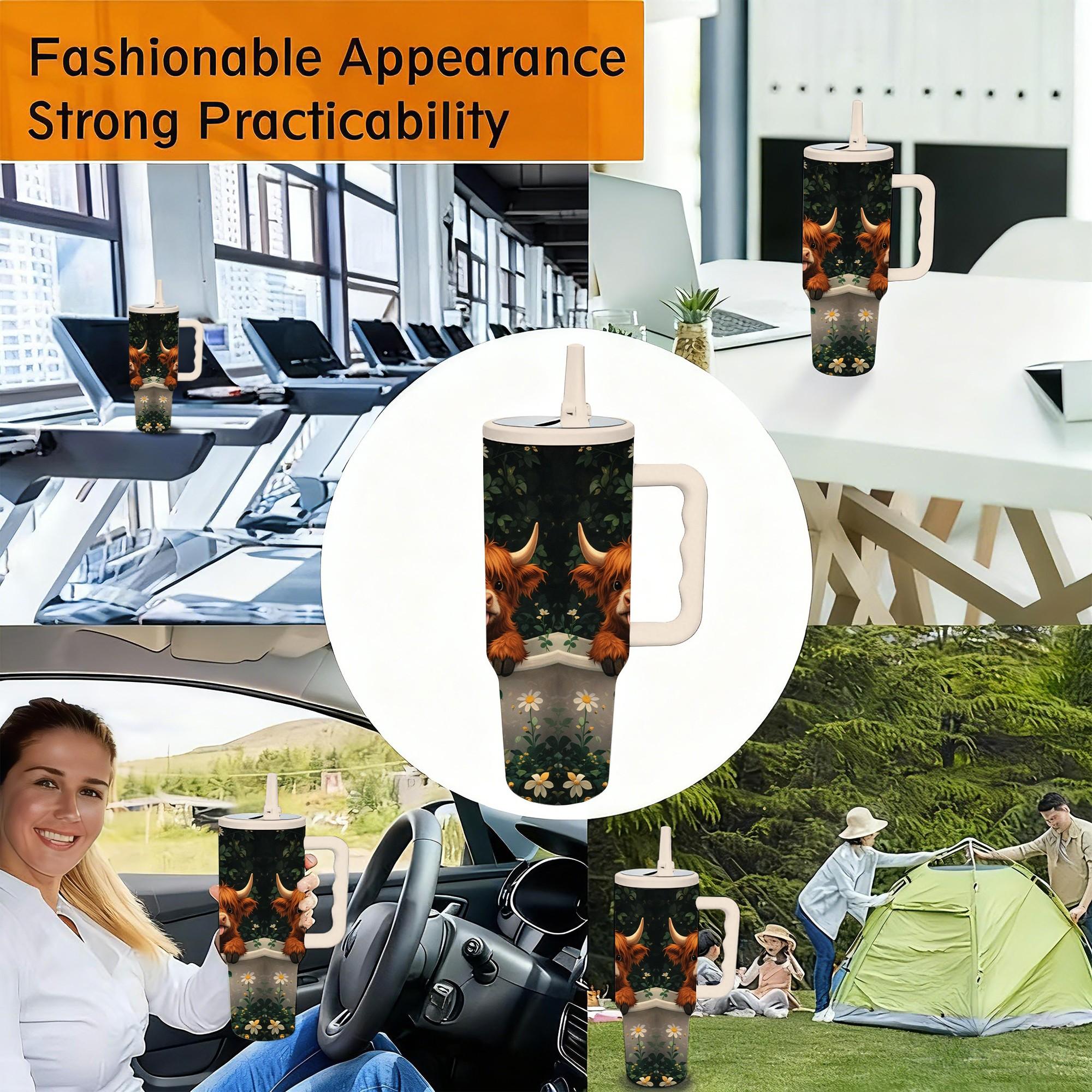 40 Oz Tumbler with Handle and Straw, 100% Leakproof Insulated Water Bottle, Stainless Steel, Cup Holder Friendly, 40oz Mist Color