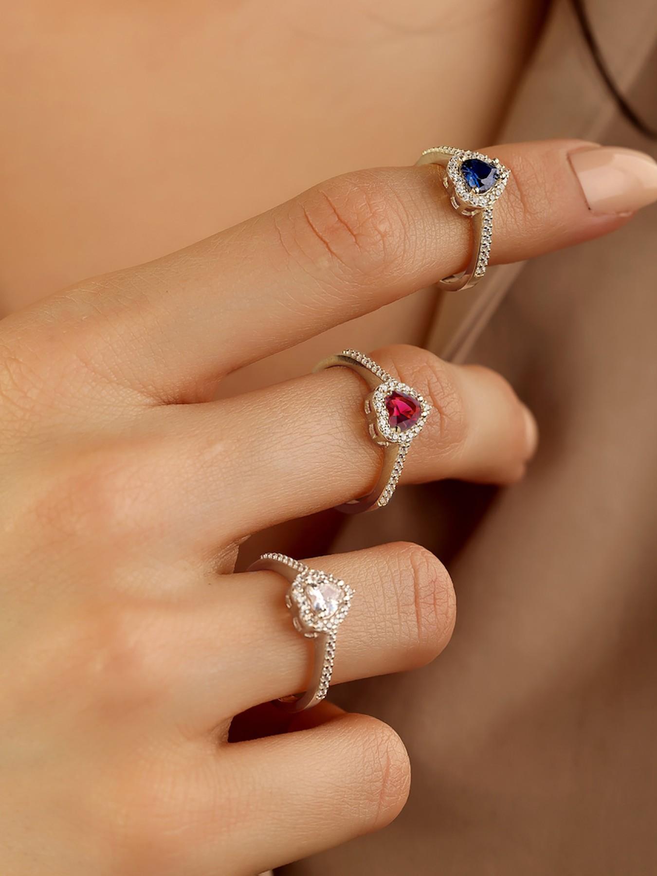 1 PC Elegant Zircon-encrusted Heart-shaped Zircon Ring for Women Fashion Jewelry for Festival Party Daily Clothing Decor Trendy Exquisite Wedding Engagement Promise Ring Ladies Anniversary Party Birthday Valentine's Day Festival Gift for Girlfriend