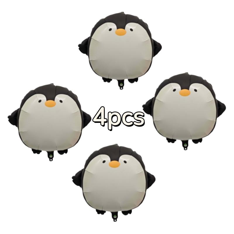 4-Pack Matte Penguin Aluminum Balloons, Cute Penguin Balloons for Birthday, Graduation, Wedding, Durable Party Decorations, Event Balloons
