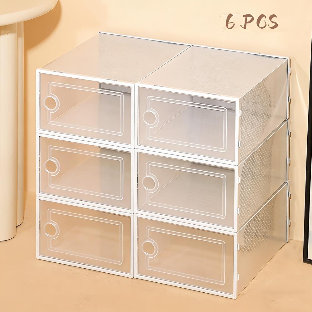 Shoe storage boxes, Shoe organizer, 6-piece sets, made of thick transparent material with lids, foldable and stackable containers allow for flexible arrangement, ideal for organizing sneakers and saving space in entryway