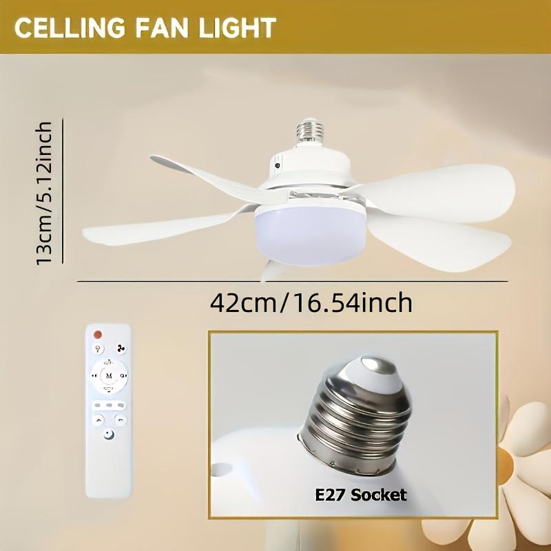 E27 Socket Ceiling Fan Light Remote, Dimmable 3-Speed Quiet in Bedroom, Living Room, Kitchen, Garage and Dining Room-Suitable for all Seasons (1 Pcs)