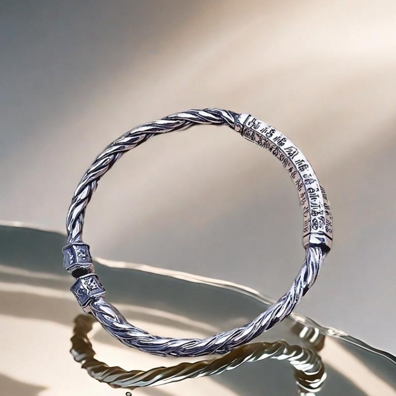 Solid Silver s925 Bangle Sterling Silver bangle Men's open bangle can be freely adjusted size send boyfriend send Dad birthday holiday gift Silver weight 34g /1.19 oz