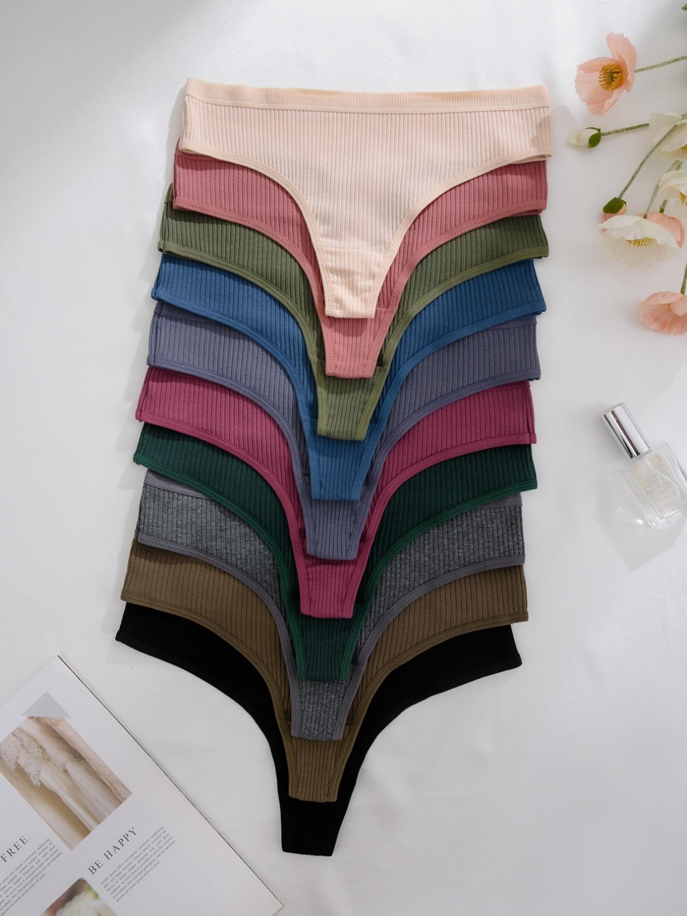 Women's Solid Color Thong, Soft Comfy Breathable Panty for Daily Wear, Underwear for All Seasons