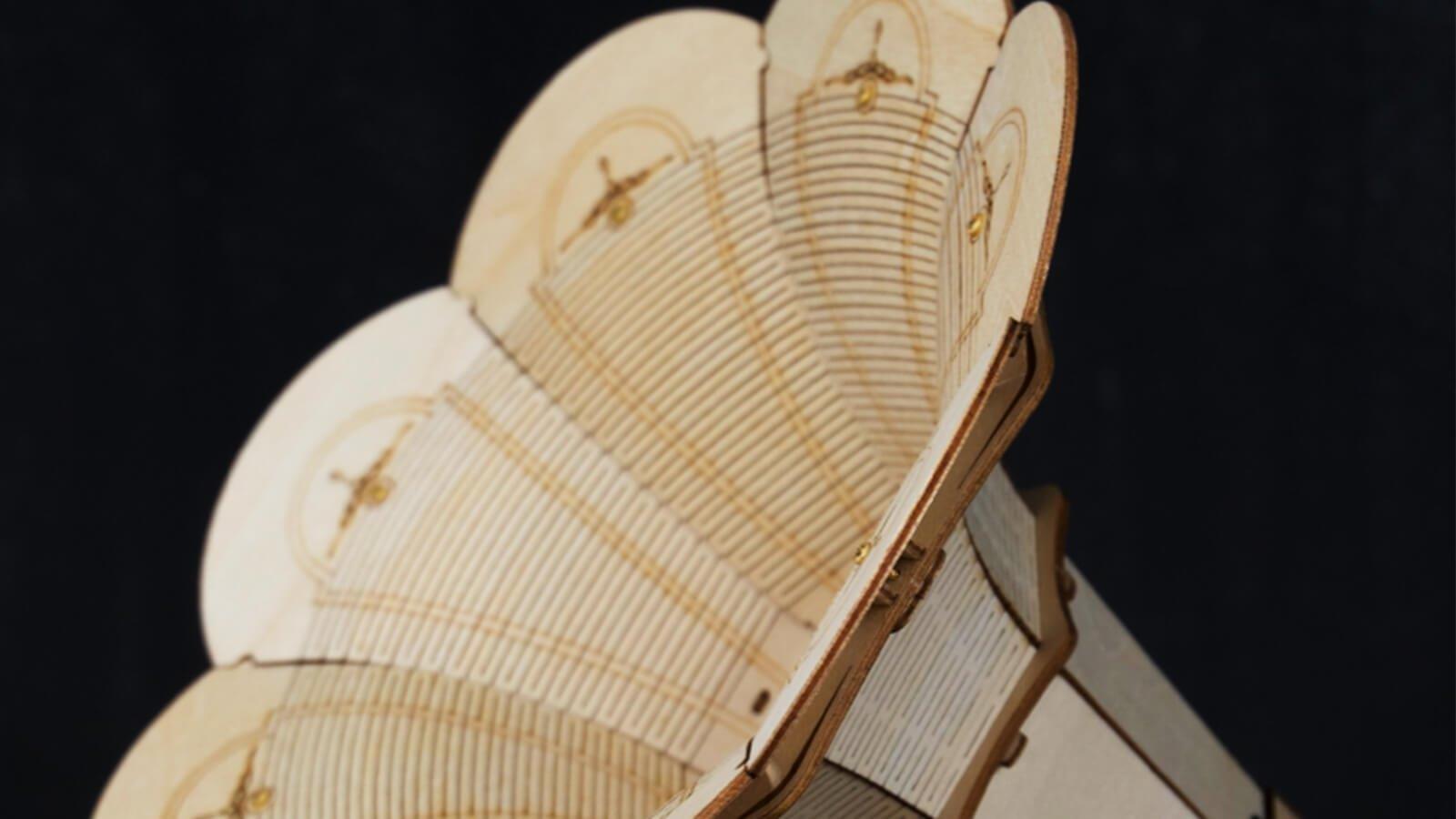 ROKR DIY Crank Classic Gramophone LKB01 Hand Rotating Music Box Decor with Vinyl Records Antique Wooden Model Retro Style Vintage Record Player Gift for All Ages