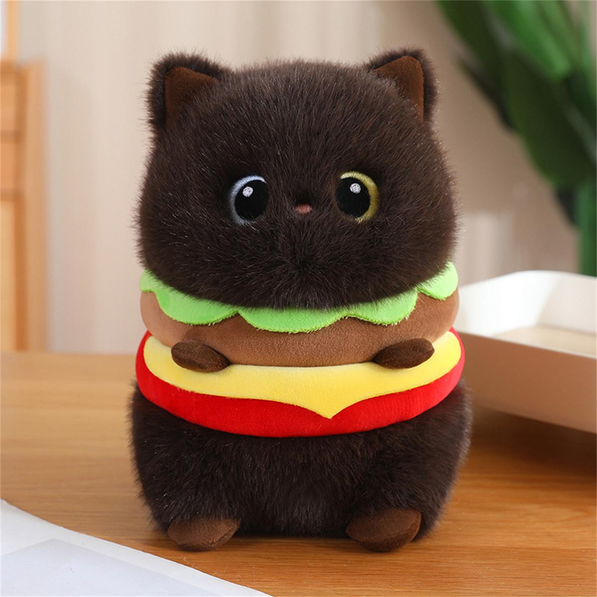 Hamburger Cat Plush Toy, Fun Home Decor, Birthday Gift, Mother's Day Gift, Christmas Gift, Unisex, Model Jsb20250101