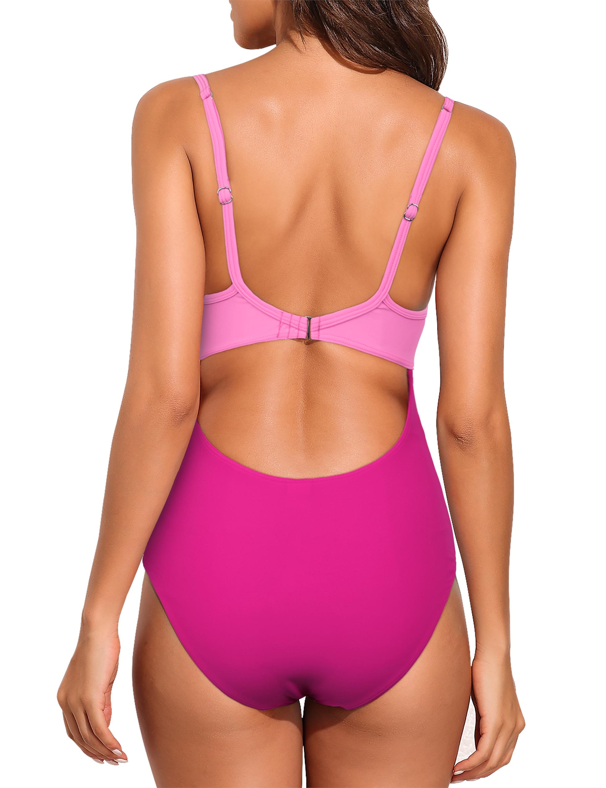 Hilor Women's Underwire One Piece Swimsuits with Crossover Cutout Bathing Suits Push Up Monokini Swimwear