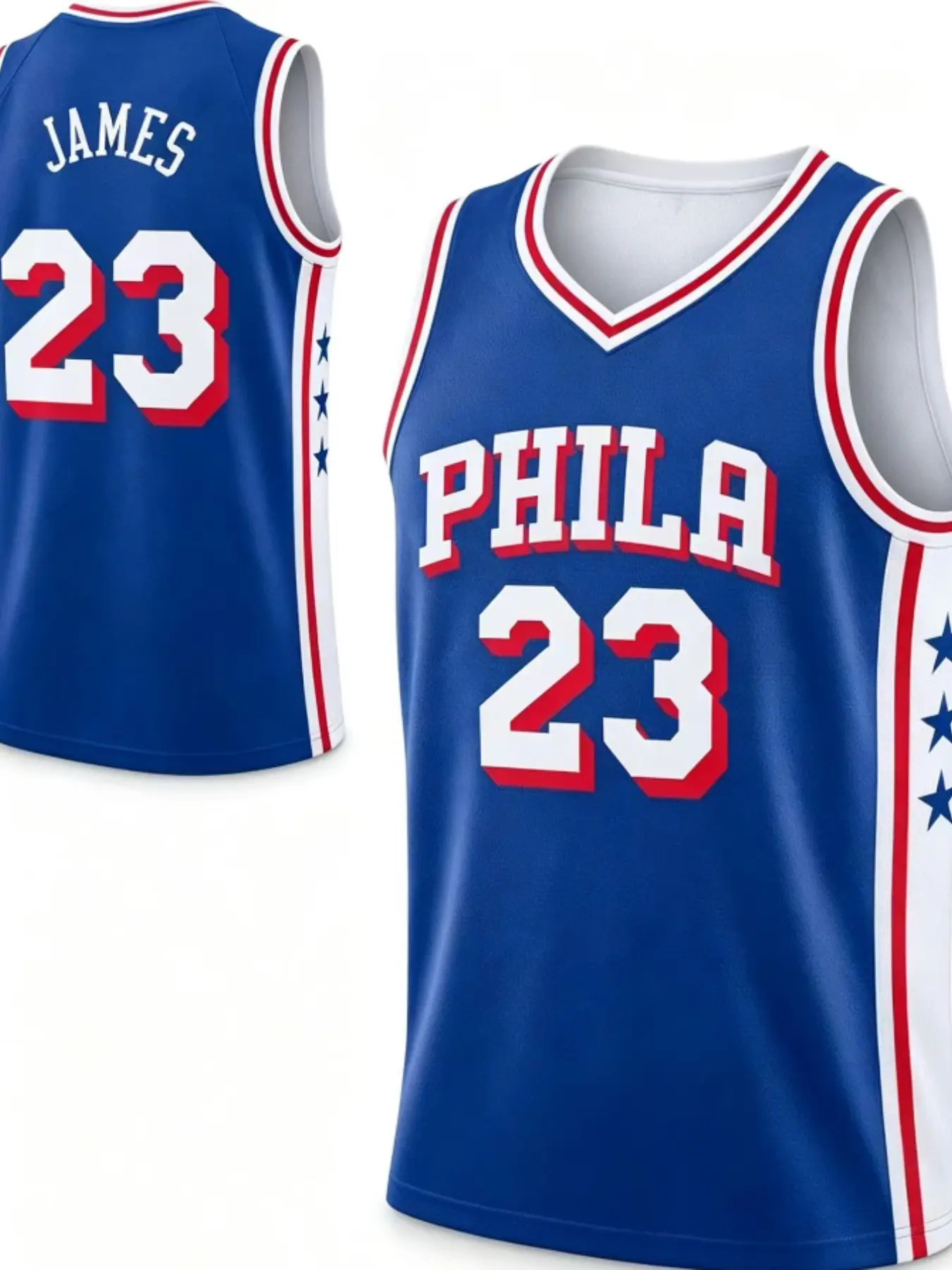 23-Number Breathable Basketball Clothing, Moisture-Wicking Sports Jersey, Philadelphia James Style, Ideal for All Seasons