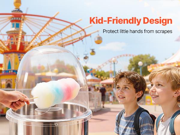 VEVOR Cotton Candy Machine Cover, Transparent Acrylic Dome Bubble Shield, Cotton Candy Machine Bubble Shield Compatible with 15inch Cottons Candies Machines Bowl for Party, Shops, Bottom Groove Design