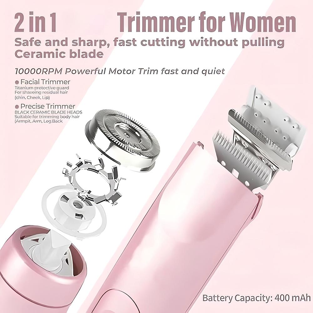 Electric Bikini Trimmer, 2-in-1 Body and Facial Hair Removal Dual-Head Electric Shaver, Waterproof USB Rechargeable Cordless Hair Trimmer for Women, Portable Hair Trimmer, Multifunctional Festival Gift Electric Bikini Trimmer, 2-in-1 Body and Facial Hair Removal Dual-Head Electric Shaver, Waterproof USB Rechargeable Cordless Hair Trimmer for Women, Portable Hair Trimmer, Multifunctional Festival Gift