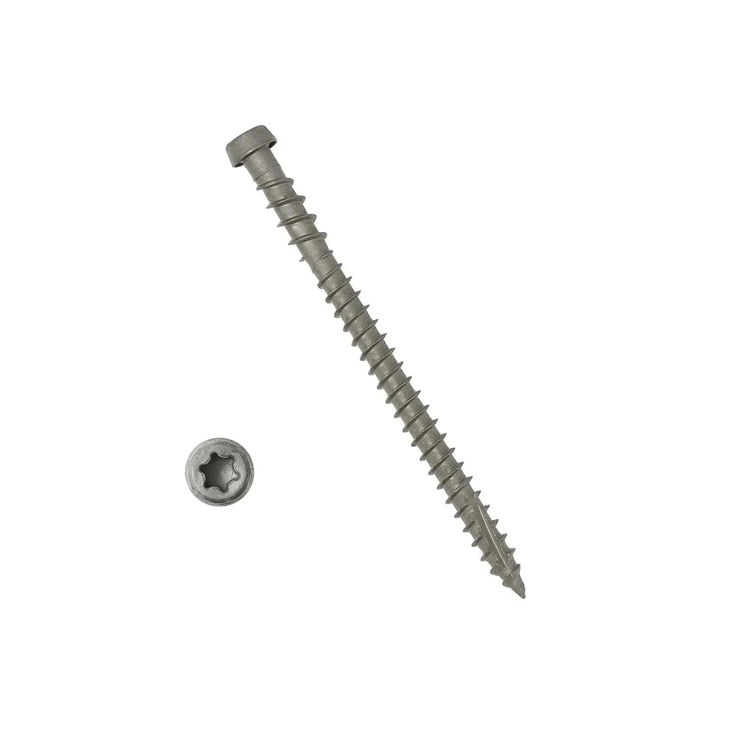 Coated Composite Deck Screws #10 x 2-3/4, Self Tapping Wood Screws with Torx T20 Star Drive, Type 17 Point, Flat Head, 1 Free Bit Included (Gray, 350)