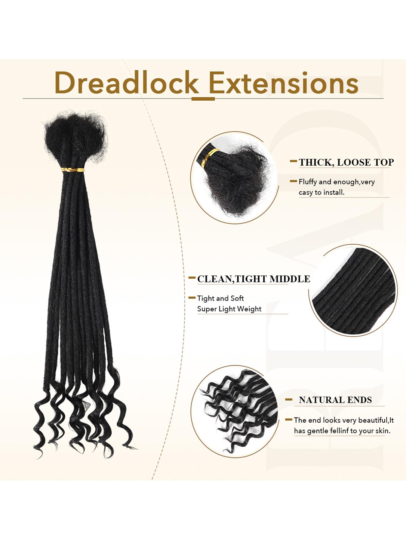 100% Real Human Hair 0.4cm Width 8 Inch Loc extensions Human Hair with Curly Ends 30 Strands per pack Full Handmade Dreadlock Extensions Can be dyed and bleached for Men Women Kids
